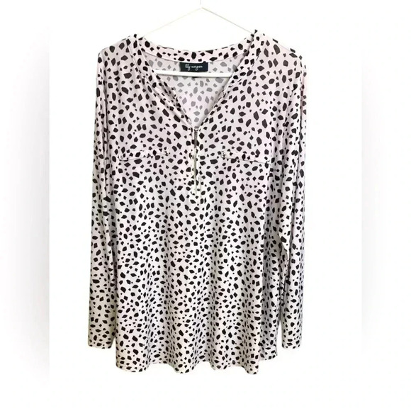 Lily Morgan  four season tunic top w tons of stretch, black on white - Picture 3 of 9